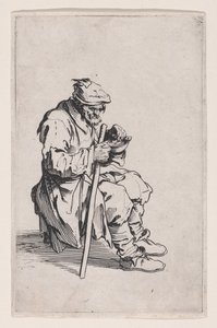 Der sitzende und essende Bettler, aus "Les Gueux suite auch genannt Les Mendiants, Les Baroni, oder Les Barons" von Jacques Callot