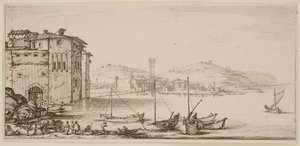 Verladen der Waren, aus der Serie „Die Landschaften von Florenz“ von Jacques Callot