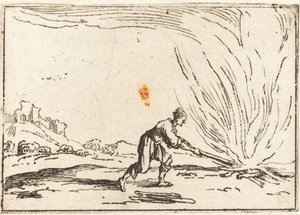 Mann bei einem Feuer von Jacques Callot