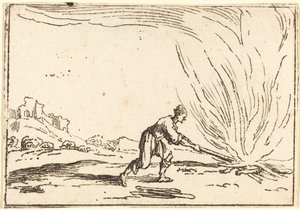 Mann bei einem Feuer von Jacques Callot