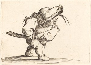Mann, der sich darauf vorbereitet, sein Schwert zu ziehen, um 1622 von Jacques Callot