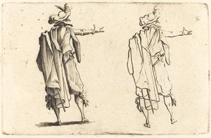 Mann von hinten gesehen mit ausgestrecktem rechten Arm von Jacques Callot