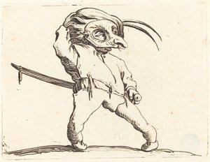 Maskierter Mann mit verdrehten Füßen, ca. 1622 von Jacques Callot