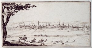 Nancy in der Ferne: Harrier verfolgen einen Hasen von Jacques Callot