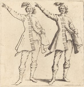 Offizier, mit ausgestrecktem Arm, Vorderansicht von Jacques Callot