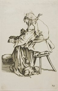 Alte Frau mit Katzen, Platte 25 aus Die Bettler von Jacques Callot