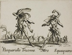 Meo Squaquara, Tafel 20 aus Balli di Sfessania von Jacques Callot