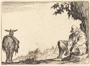 Bauer, der seinen Schuh auszieht von Jacques Callot