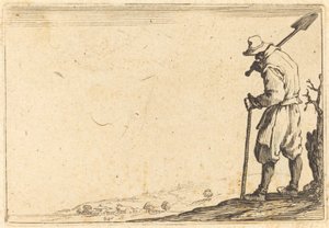 Bauer mit Schaufel auf der Schulter von Jacques Callot