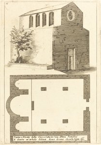 Plan und Aufriss der Kirche nahe dem Haus von Annas von Jacques Callot