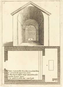 Plan und Aufriss der Kirche in der Nähe des Hauses von Kaiphas von Jacques Callot