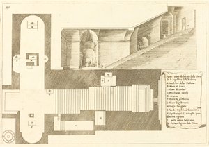Plan und Teil der Erhebung der Kirche des Heiligen Grabes der Madonna