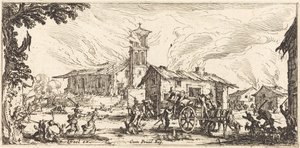 Verwüstung und Brandstiftung eines Dorfes von Jacques Callot