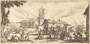 Plünderung und Niederbrennung eines Dorfes von Jacques Callot