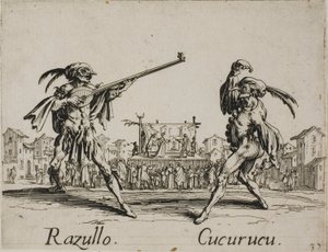 Razullo - Cucurucu, Platte 19 aus Balli di Sfessania von Jacques Callot