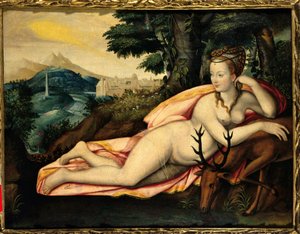 Darstellung von Diane de Poitiers (1499-1566) Dame von Breze, Herzogin von Valentinois Gemälde von Jacques Callot (1592-1635) 16. Jahrhundert. Senlis, Jagdmuseum