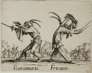 Scaramuccia - Fricasso, Platte 11 aus Balli di Sfessania von Jacques Callot