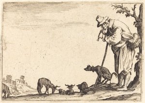 Hirte spielt Flöte von Jacques Callot