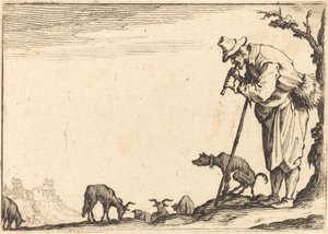 Hirte spielt Flöte, um 1617 von Jacques Callot