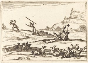 Hirten verteidigen ihre Herden von Jacques Callot