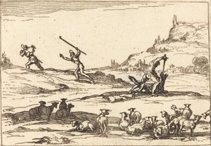 Hirten verteidigen ihre Herden von Jacques Callot