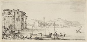 Schiffe werden beladen, aus der Serie Diverse Vedute Designate in Fiorenza (Verschiedene in Florenz entworfene Landschaften) von Jacques Callot