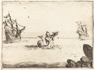 Sirene zwischen zwei Schiffen von Jacques Callot