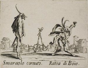 Smaraolo cornuto - Ratsa di Boio, Tafel 4 aus Balli di Sfessania von Jacques Callot