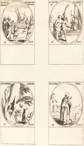 Heilige Vitus, Modestus und Crescentia; Heilige Julitta und Quiricus; Heiliger Avitus, Abt; Heiliger E von Jacques Callot