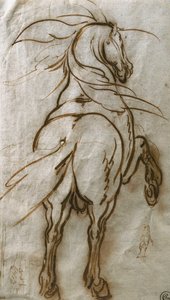 Studie eines sich aufbäumenden Pferdes, mit einer Nebenstudie desselben und einer Stadtansicht von Jacques Callot