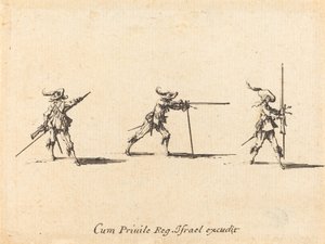 Einnahme der Schussposition mit dem Musket von Jacques Callot