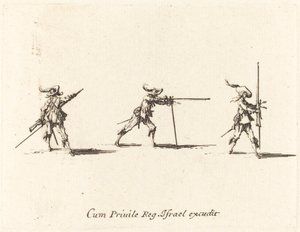 Einnahme der Schussposition mit dem Musket von Jacques Callot