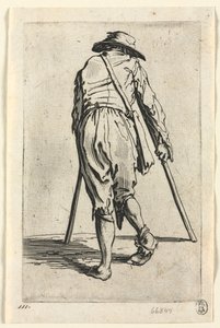 Die Bettler: Bettler auf Krücken, mit Hut von Jacques Callot