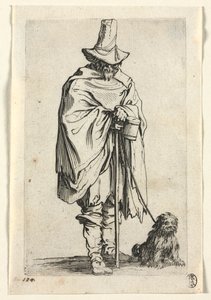 Die Bettler: Blinder Mann mit seinem Hund von Jacques Callot