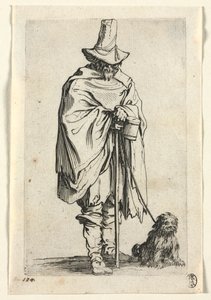 Die Bettler: Blinder Mann mit seinem Hund, um 1623 von Jacques Callot