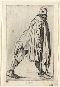 Die Bettler: Der Bettler auf Krücken, mit einer Mütze, um 1623