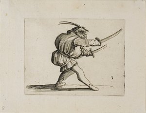 Der Duellant mit zwei Schwertern, aus Varie Figure Gobbi von Jacques Callot