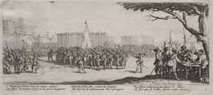 Die großen Leiden des Krieges: Einschreibung der Truppen von Jacques Callot