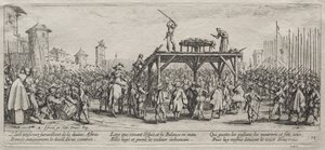 Die großen Leiden des Krieges: Hinrichtung auf dem Rad von Jacques Callot
