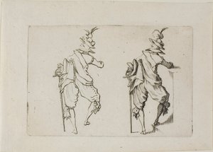 Der Mann von hinten mit einem großen Schwert, aus Die Caprices von Jacques Callot