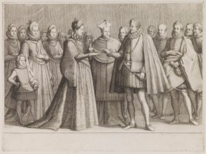 Die Hochzeit von Ferdinand I. mit Christine von Lothringen, aus der Serie "Das Leben von Ferdinand de Medici" von Jacques Callot