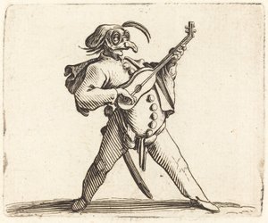 Der maskierte Komiker, der Gitarre spielt von Jacques Callot