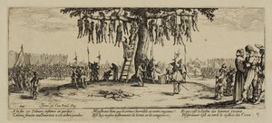 Die Leiden des Krieges, Nr. 11. Der Galgen, 1633 von Jacques Callot