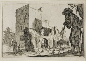 Der Hirte und die Ruinen, aus Die Launen von Jacques Callot