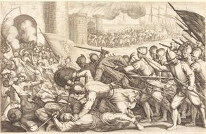 Die Truppen erzwingen das Tor einer Stadt von Jacques Callot