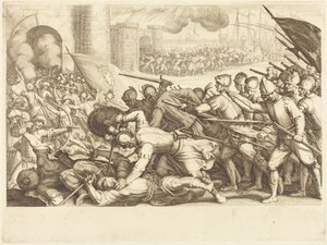 Die Truppen erzwingen das Tor einer Stadt von Jacques Callot