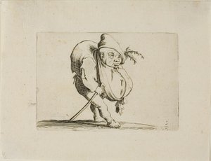 Der Ungleiche mit einem Stock, aus Varie Figure Gobbi von Jacques Callot