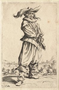 Der Krieger mit dem von einer großen Feder geschmückten Hut von Jacques Callot