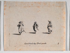 Drei Kavaliere, aus Les Fantaisies de Noble J. Callot von Jacques Callot