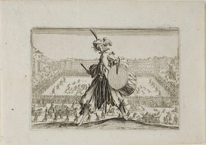 Ansicht der Piazza S. Croce mit Fußballspiel, aus Die Launen von Jacques Callot